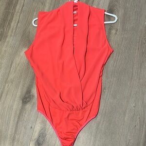 Draped V Neck Bodysuit